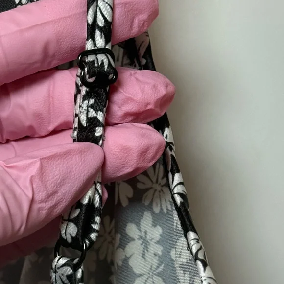 Bebe Satin Cowl Neck Slip Black and White Floral Midi Dress - Picture 4 of 12